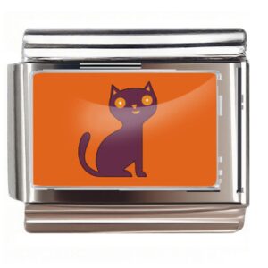 Purple Halloween Cat Italian Charms Bracelet