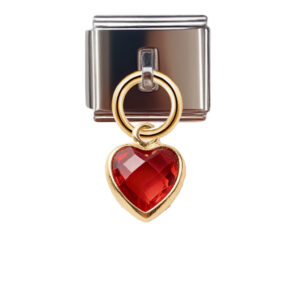 January Birthstone - Heart Dangle Charm for Italian Charm Bracelet