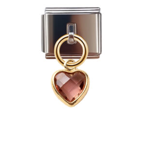 February Birthstone - Heart Dangle Charm for Italian Charm Bracelet