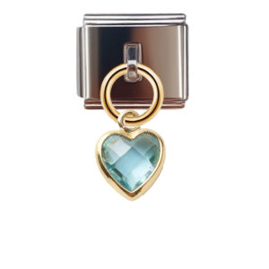 March Birthstone - Heart Dangle Charm for Italian Charm Bracelet
