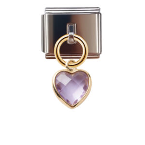 June Birthstone - Heart Dangle Charm for Italian Charm Bracelet