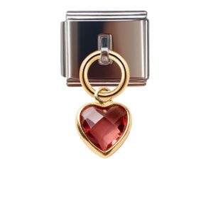July Birthstone - Heart Dangle Charm for Italian Charm Bracelet