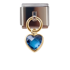 September Birthstone - Heart Dangle Charm for Italian Charm Bracelet