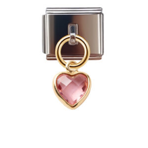 October Birthstone - Heart Dangle Charm for Italian Charm Bracelet