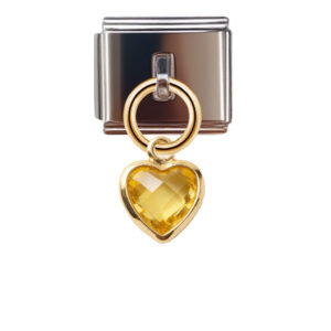 November Birthstone - Heart Dangle Charm for Italian Charm Bracelet
