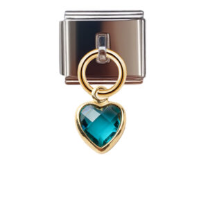 December Birthstone - Heart Dangle Charm for Italian Charm Bracelet