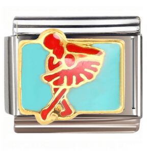 Red Dynamic Sports Figure Emblem Italian Charms Bracelet
