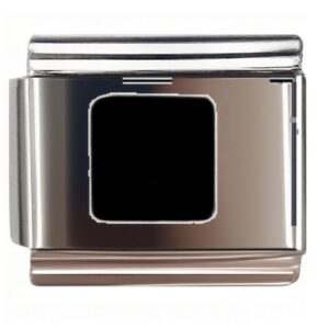 Geometric Black Square & Pole Italian Charms Bracelet
