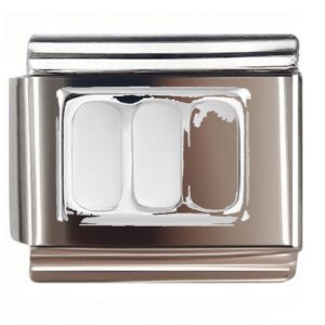Geometric Three-Section Silver Frame Italian Charms Bracelet
