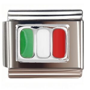 Tricolor Vertical Stripes Italian Charms Bracelet