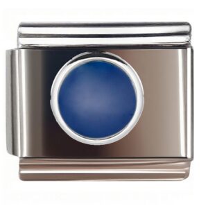 Navy Blue Round with Silver Frame Italian Charms Bracelet