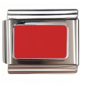 Red Rectangular Border Design Italian Charms Bracelet