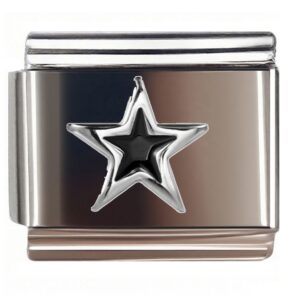 Silver Black Star Italian Charms Bracelet