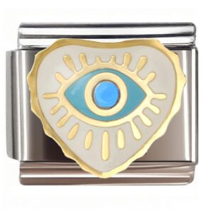 Heart Evil Eye Italian Charms Bracelet