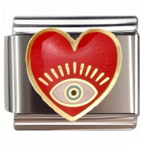 Red Heart Evil Eye Italian Charms Bracelet