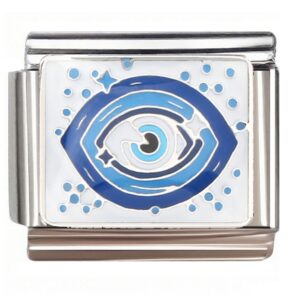 Blue Evil Eye with Stars Italian Charms Bracelet