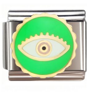 Green Evil Eye Italian Charms Bracelet