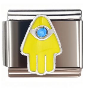 Yellow Hamsa Evil Eye Italian Charms Bracelet