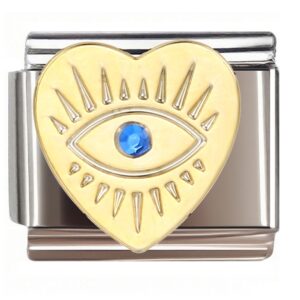 Heart Evil Eye Italian Charms Bracelet
