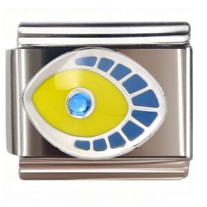 Yellow Iris Evil Eye Italian Charms Bracelet