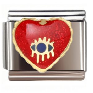 Heart Evil Eye Design Italian Charms Bracelet