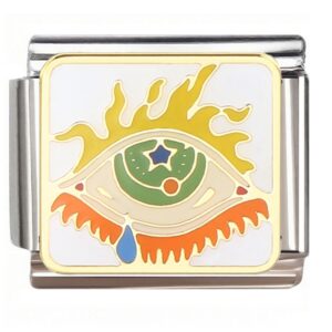 Celestial Eye with Star and Flames Italian Charms Bracelet