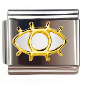 Golden Ornate Devil's Eye Italian Charms Bracelet