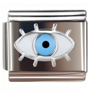 Blue Spiked Evil Eye Italian Charms Bracelet