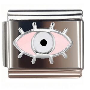Pink Devil's Eye Italian Charms Bracelet