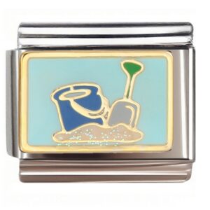 Blue Sand Bucket & Shovel Italian Charms Bracelet