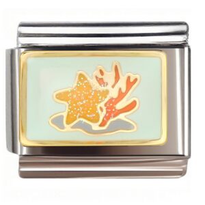 Glitter Starfish & Coral Italian Charms Bracelet