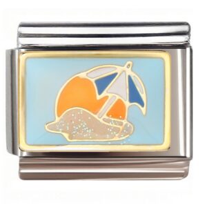 Beach Umbrella with Glitter Sand Italian Charms Bracelet