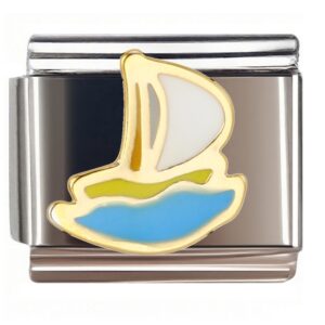 Golden Sailboat Italian Charms Bracelet