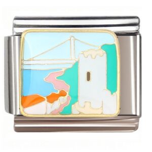Cartoon Castle Bridge Scenery Italian Charms Bracelet