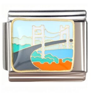 Cartoon Bridge Scenery Italian Charms Bracelet