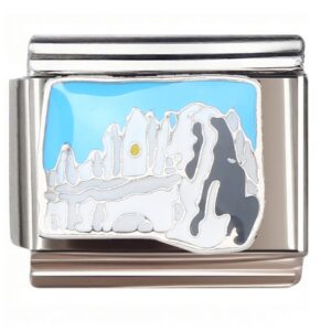 Cartoon Scenic White Structures Italian Charms Bracelet