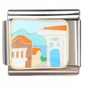 Cartoon Village Landscape Italian Charms Bracelet
