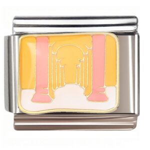 Pink Pillar Yellow Archway Italian Charms Bracelet