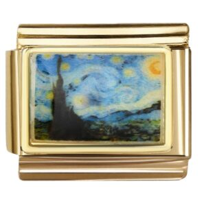 Cartoon Starry Night Landscape Italian Charms Bracelet