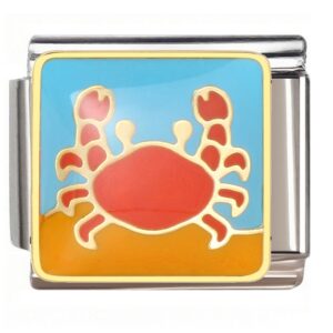 Cartoon Beach Crab Italian Charms Bracelet