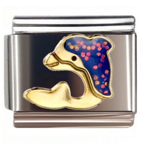 Golden Spotted Dolphin Italian Charms Bracelet