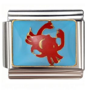 Red Cartoon Crab with Gold Outlines Italian Charms Bracelet