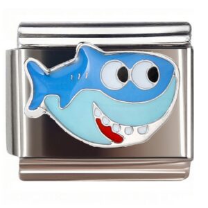 Cute Blue Cartoon Shark Italian Charms Bracelet