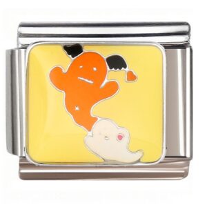 Orange & White Ghost Duo Italian Charms Bracelet