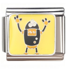 Three-Eyed Robot with Paws Italian Charms Bracelet