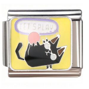 Let's Play Black Cat Italian Charms Bracelet