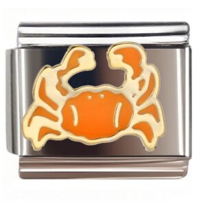 Orange Cartoon Crab Italian Charms Bracelet