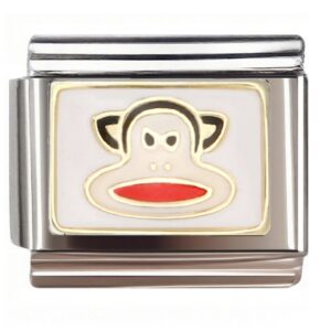 Red-Mouthed Cartoon Monkey Italian Charms Bracelet