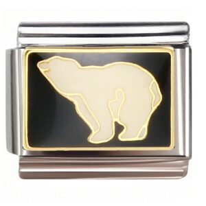 Stylized Polar Bear Gold Silhouette Italian Charms Bracelet