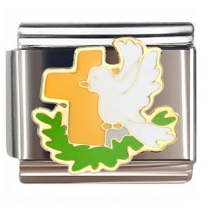 Peace Dove Cross Italian Charms Bracelet
